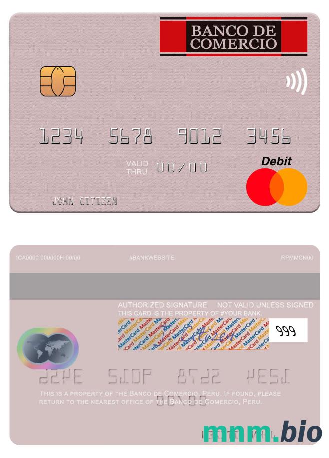Peru Banco de Comercio przykład karty mastercard w formacie PSD